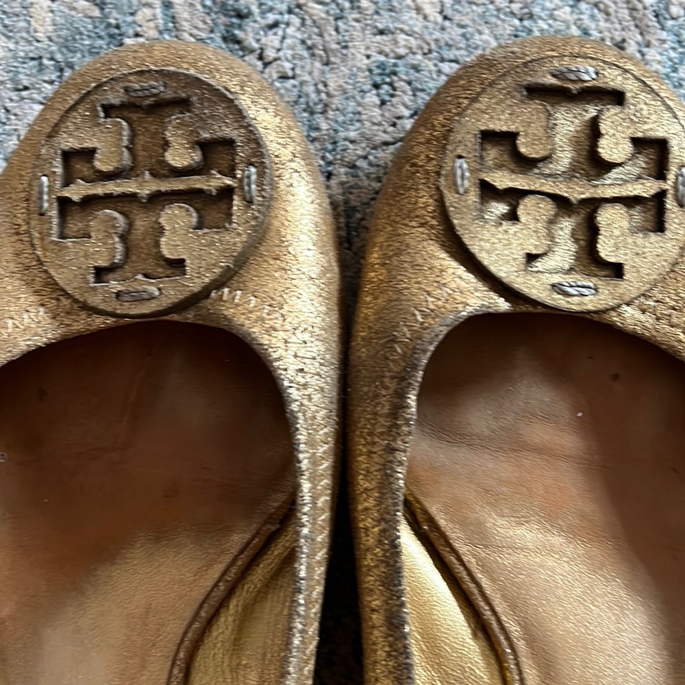 Tory Burch gold shoes